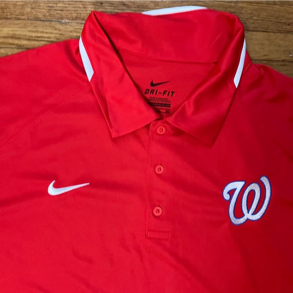 Nike Baseball Washington Nationals Polo Shirt Mens 2XL Red Dri Fit MLB - Picture 4 of 8